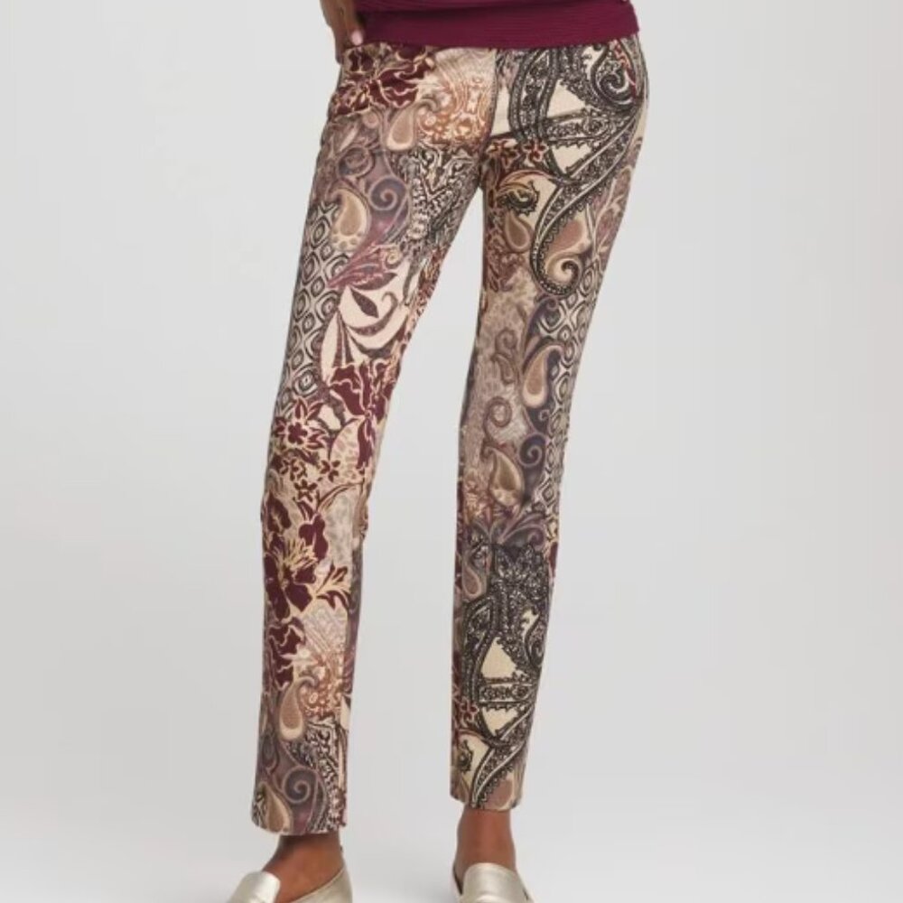 New w Tags Chico's Juliet Slim leg Print pull on ankle pants size 1=8